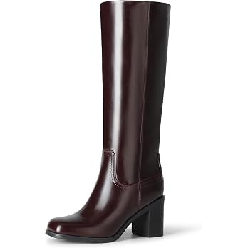 DREAM PAIRS Women's Square Toe Chunky Knee High Boots | Amazon (US)