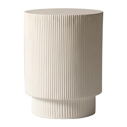 LeisureMod Modern Side Table Round Fiberstone Top Accent End Table for Home, Outdoor Patio, Living Room Sofa, Weather-Resistant, Eden Series in White | Amazon (US)