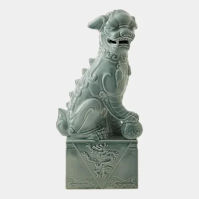 Foo Dog-Left-Blue 20"H x 6"W x 11"D Decorative Sculpture | Wayfair North America