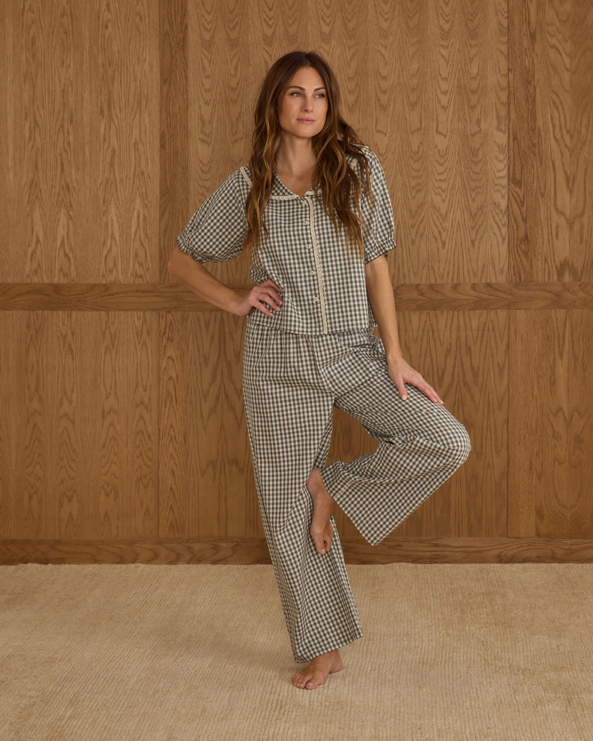 Ruffle Pajamas | Evergreen Gingham | Rylee + Cru