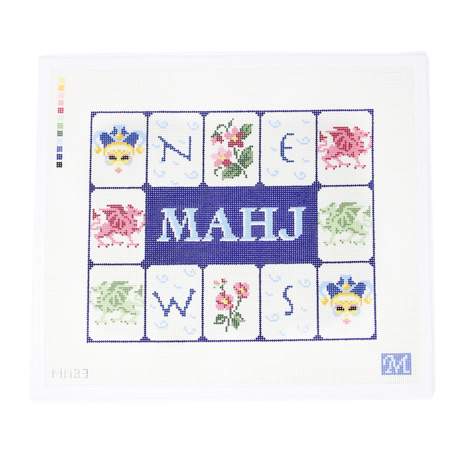 Mahj Tile Pouch - Blue | Greystone Needlepoint