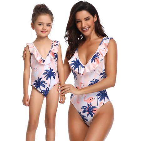 Mommy and Me swimwear Family Matching One Piece Swimming Costume Swimwear Swimsuit Mom Daughter Wome | Walmart (US)