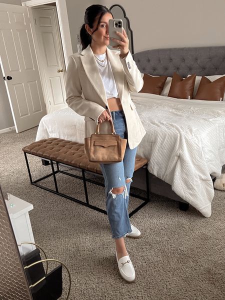 Casual chic outfit with white blazer and loafers 🤍

#LTKitbag #LTKshoecrush #LTKunder50