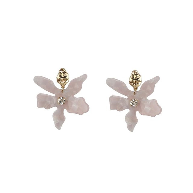 Time and Tru Women's Goldtone and Acrylic Flower Drop Earring, Swirled Ivory | Walmart (US)