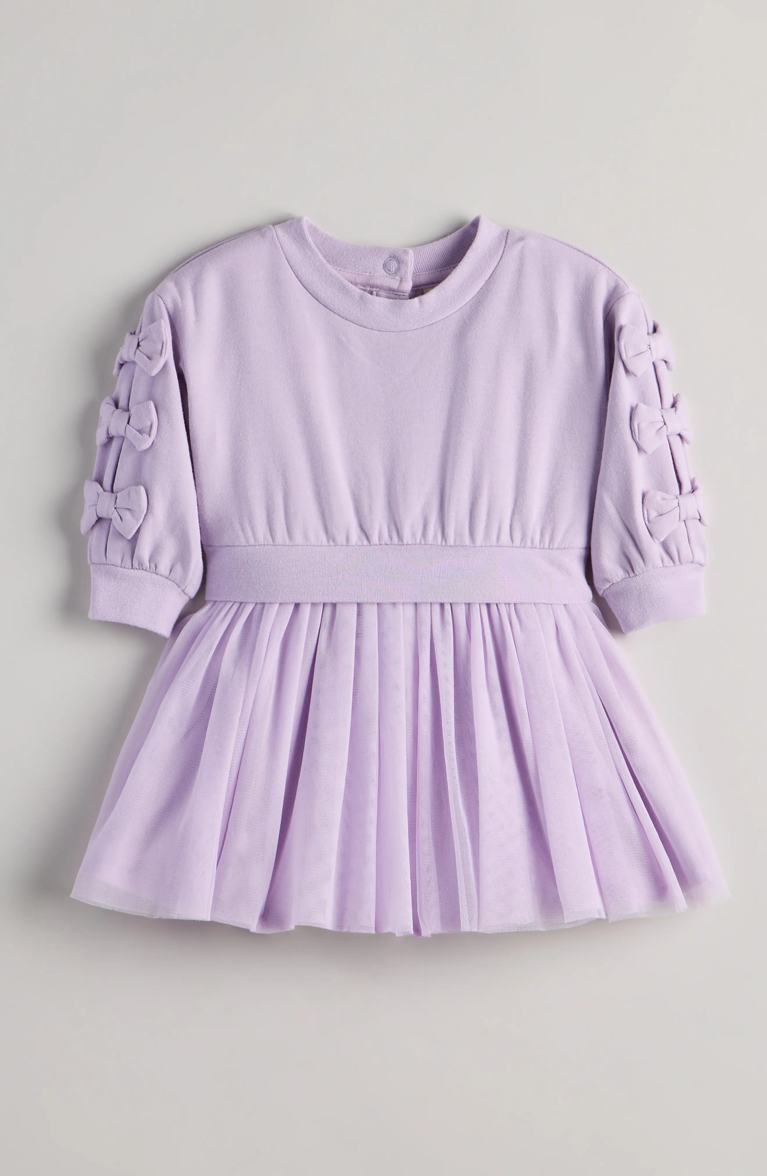 Tucker + Tate Bow Puff Sleeve Fit & Flare Dress in Purple Bloom at Nordstrom, Size 9M | Nordstrom