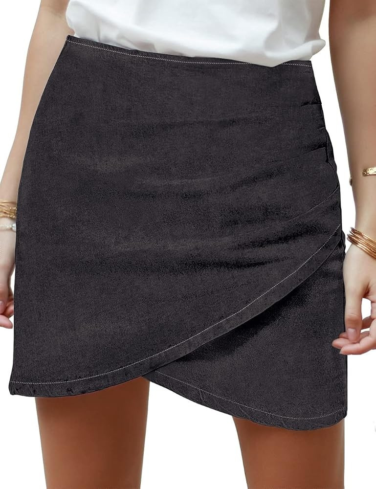 Vetinee Women's Tulip Hem Shirred Washed Casual Bodycon Short Jean Denim Skirt | Amazon (US)