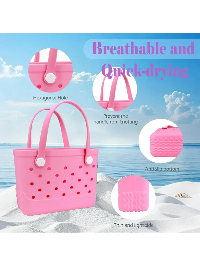 ROVTIULI Waterproof Sandproof Beach Bag for Women - Small Portable Plastic Rubber Tote, Washable ... | Walmart (US)