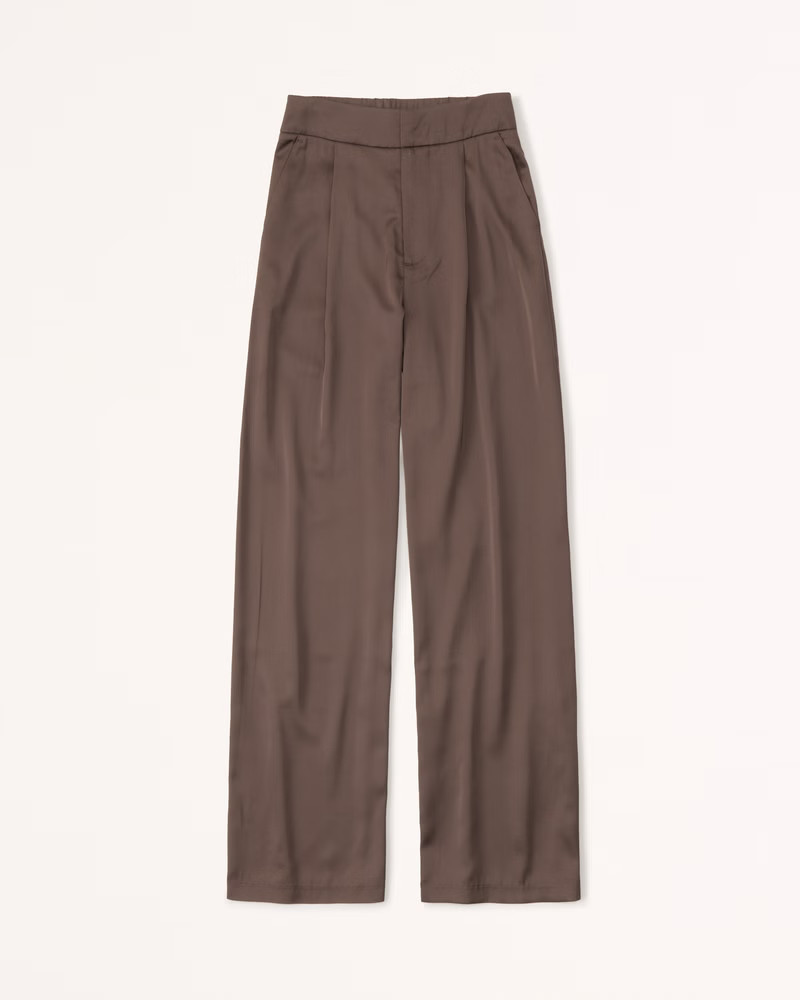 Women's Satin Tailored Wide Leg Pants | Women's New Arrivals | Abercrombie.com | Abercrombie & Fitch (US)