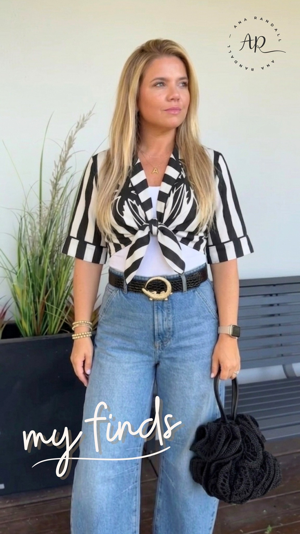 Looking for the perfect mix of comfort and elegance? 
This look is your new go-to for versatile daily style!

• The Vibe: Sophisticated yet laid-back.
• The Details: A bold black & white striped tie-front shirt paired with high-waisted wide-leg jeans.
• The Finish: Elevated with a statement gold-buckle belt and a unique textured bag.

Perfect for brunch, travel, or casual workdays. Tap to shop this look! 🛍️

XOXO,
Ana Randall💗

#PinterestFashion #WideLegJeans #ChicOOTD #VersatileStyle #LTKunder100

#LTKshoes #LTKstyletip #LTKsale