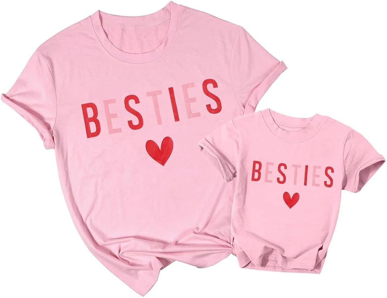 ASTANFY Besties Mommy and Me Valentines Shirts Women Girls Valentines Day Shirt Heart Shirt Short... | Amazon (US)