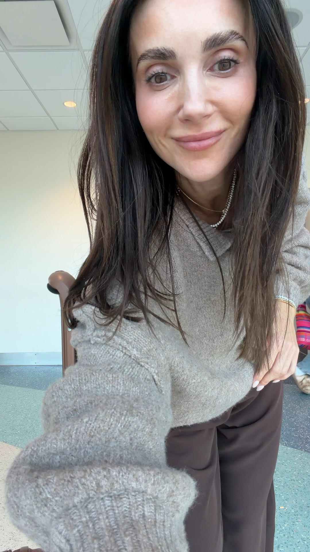 Travel outfit/ s in Amazon cardigan and pants. Size down in suede Mary Jane’s