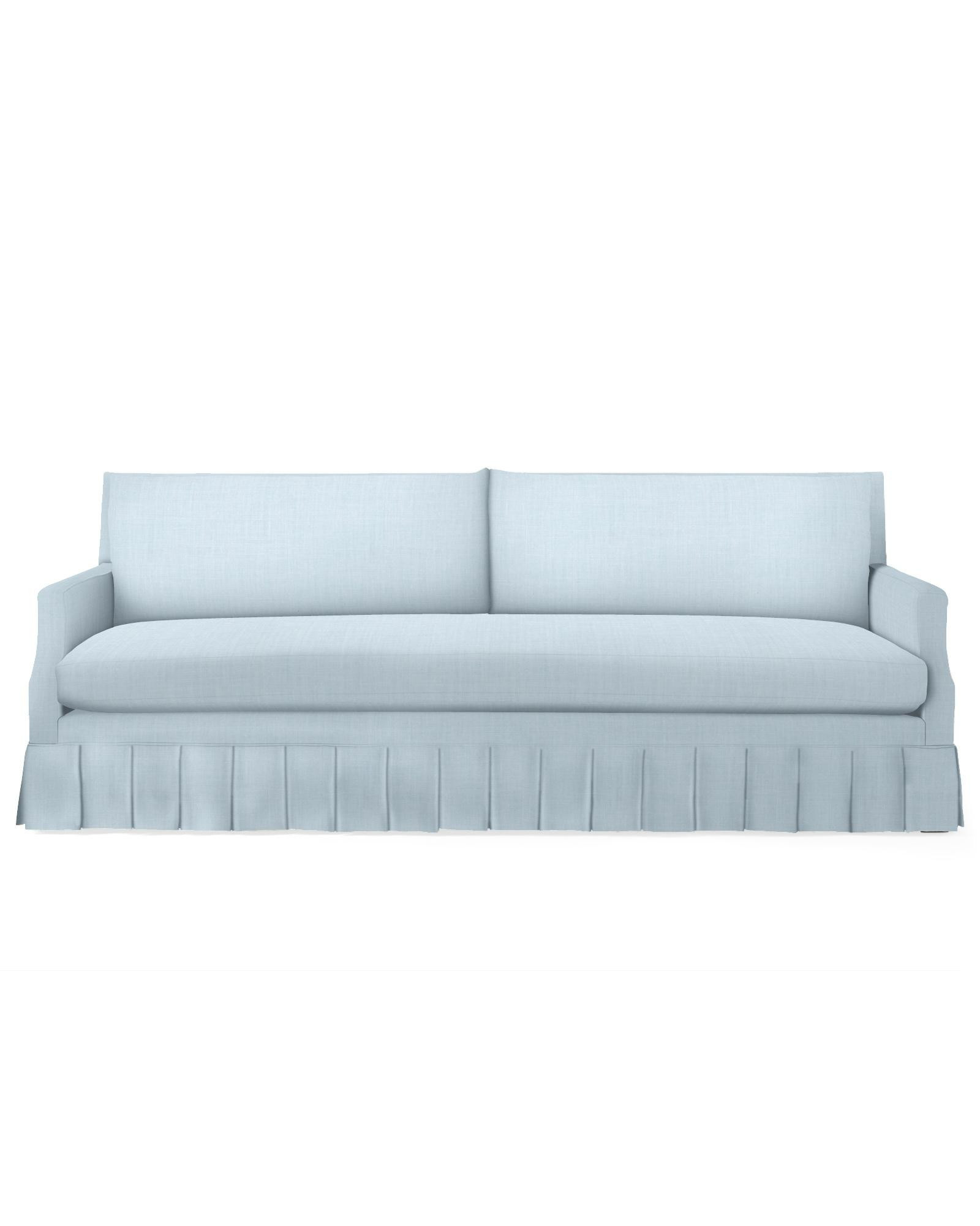 Grady Notch Arm Pleated Sofa - Sky Washed Linen | Serena and Lily