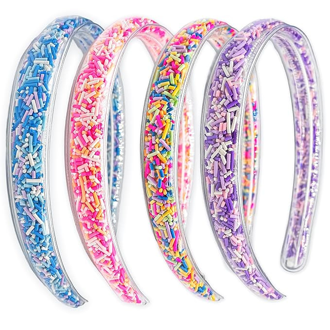 FROG SAC 4 Headbands for Girls - Kids Glitter Headband, Thin Little Girl Sprinkles Head Bands, To... | Amazon (US)