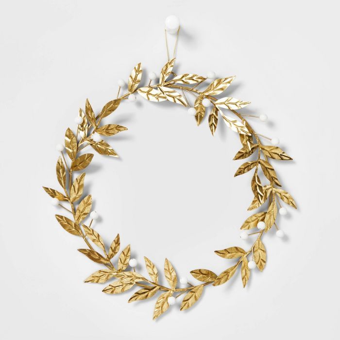 14in Metal Gold Botanical Christmas Wreath with White Berries - Wondershop&#8482; | Target