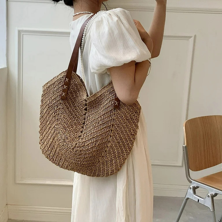Straw Bags for Women - Summer Beach Woven Tote Hobo Handbag Casual Straw Shoulder Bags for Travel... | Walmart (US)