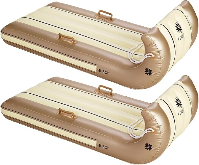 FUNBOY 2 Pack, 52" Inflatable Toboggan Snow Sled, Champange Colored, 1-2 Person Capacity, with Gr... | Amazon (US)