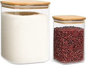 ComSaf Glass Food Storage Containers, 111/37 oz Glass Flour and Sugar Containers with Airtight Li... | Amazon (US)