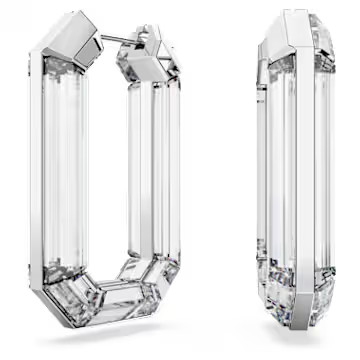 Lucent hoop earrings, Statement, Octagon shape, White by SWAROVSKI | SWAROVSKI