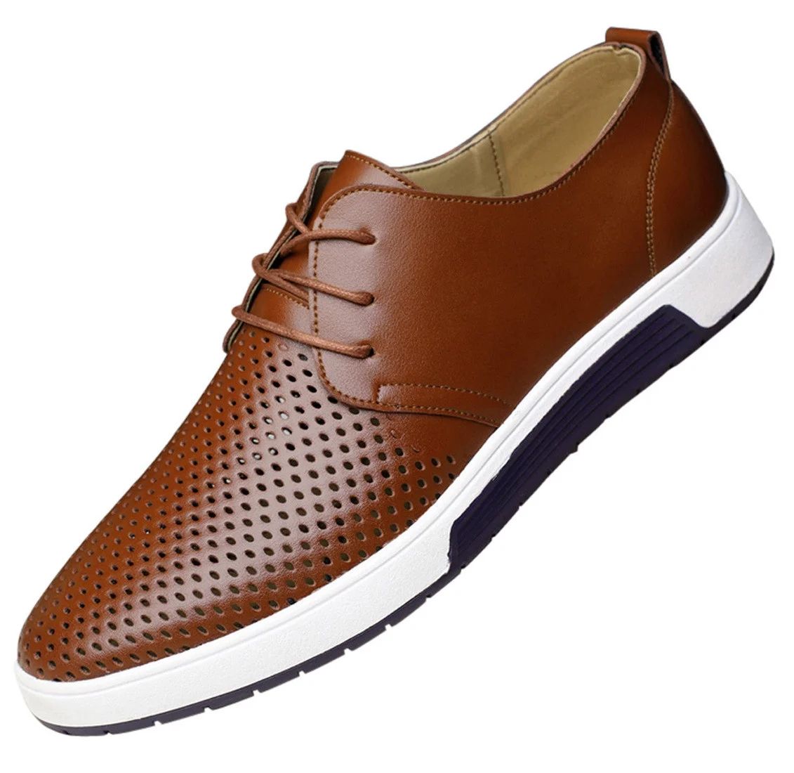 Santimon Breathable Leather Shoes Men Casual Shoes Non-Slip Sneakers Brown 9 US | Walmart (US)