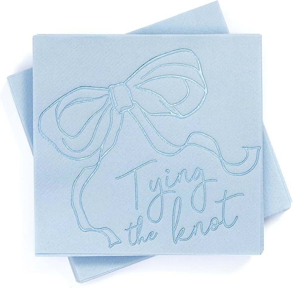 Tying the Knot with Bow Blue Party Napkins, Pack of 20, 5 inch Paper Napkins | Amazon (US)