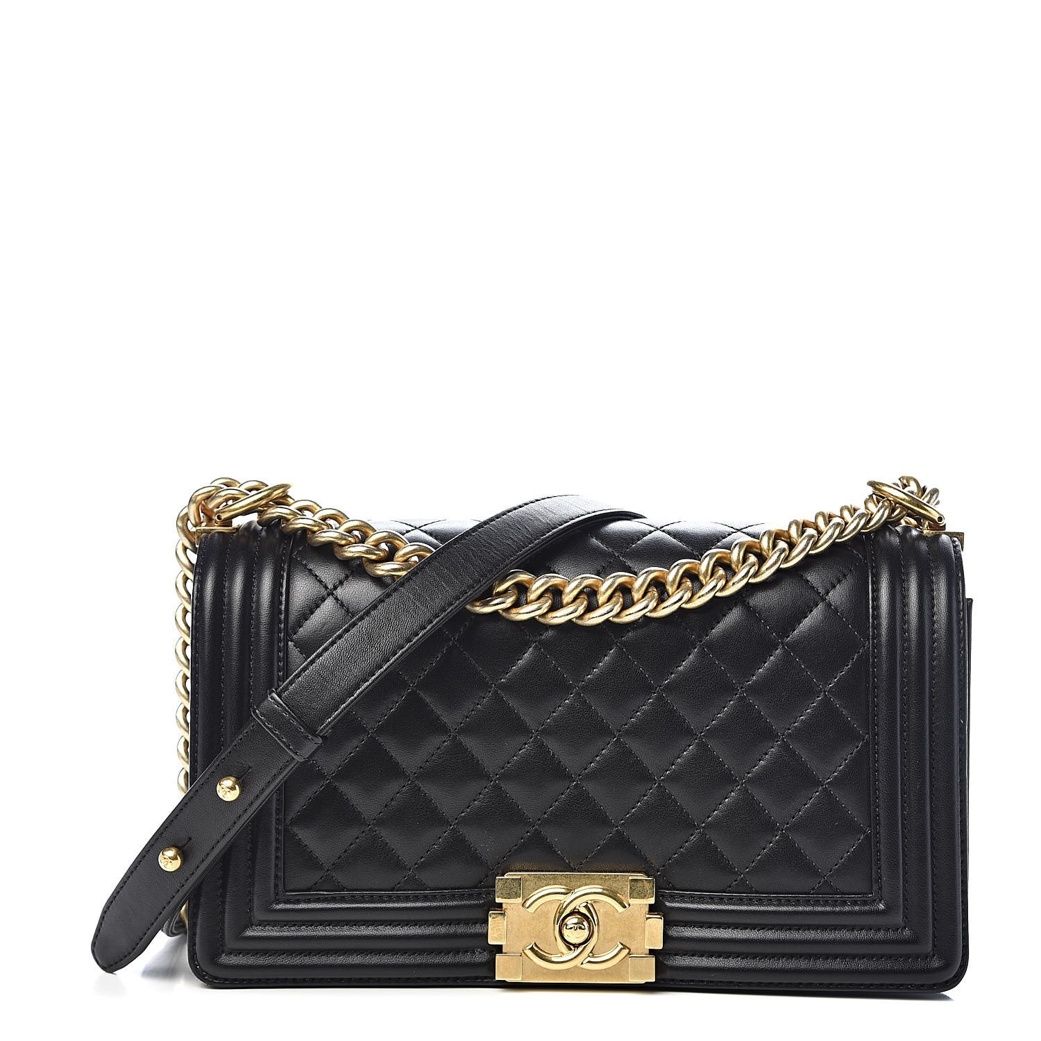 Lambskin Quilted Medium Boy Flap Black | Fashionphile