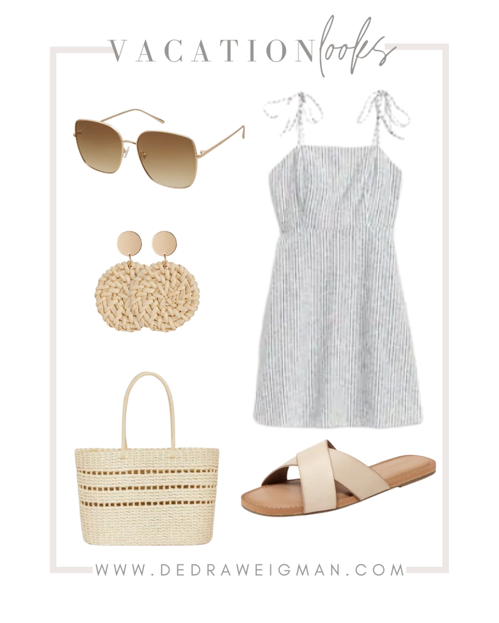 Vacation outfit idea! This striped dress is such a good one! So classic. 

#vacation #vacationoutfit #sandals 

#LTKstyletip #LTKunder50 #LTKFind