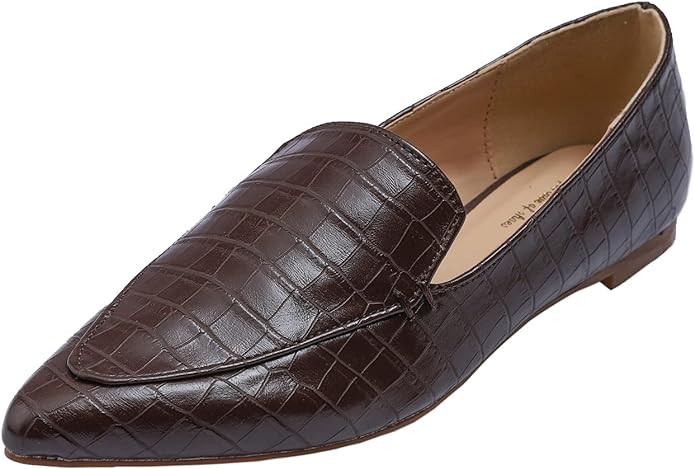 FEVERSOLE Women's Loafer Flat Pointed Fashion Slip On Comfort Driving Office Shoes | Amazon (US)