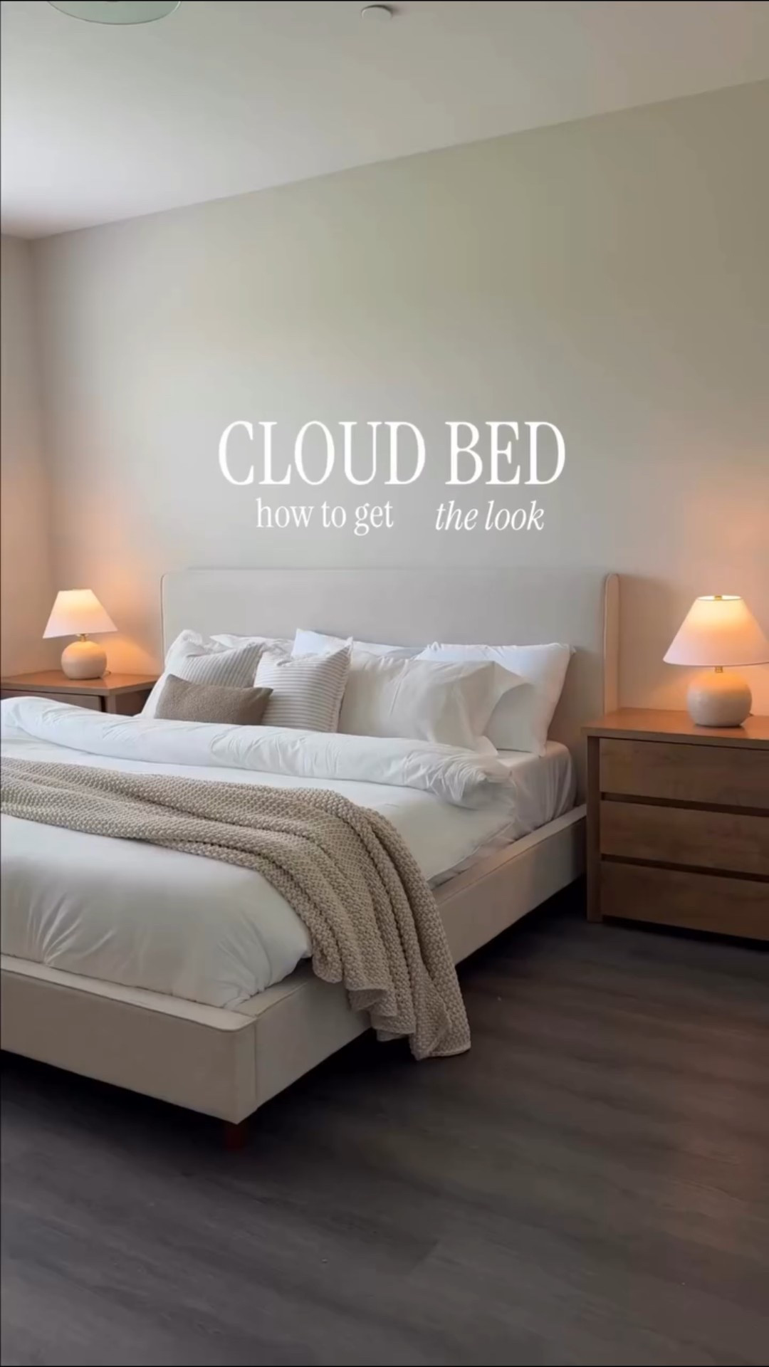 comment “shop” and I’ll send you the details 💌 this is how you get that cloud-bed look without overthinking it: crisp white sheets, an oversized duvet (always size up) not like me, o didn’t 😩  just cozy, airy, and lived-in in the best way. If it looks like you could take a nap at any moment, you did it right 🤍

#cloudbed #cozybedroom #bedroominspo #neutralhome #cozyhome #softaesthetic #homedecorideas #bedroomgoals #aestheticbedroom #cozyvibes