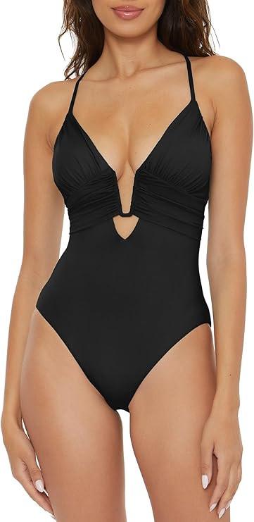 BECCA Women's Standard Color Code One Piece Swimsuit, Plunge Neck, Bathing Suits | Amazon (US)