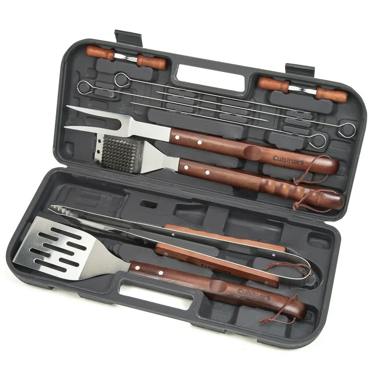 CuisinartÂ® 13 Piece Wooden Grill Tool Set - Set Includes Spatula, Cleaning Brush, Tongs, 4 Sta... | Walmart (US)