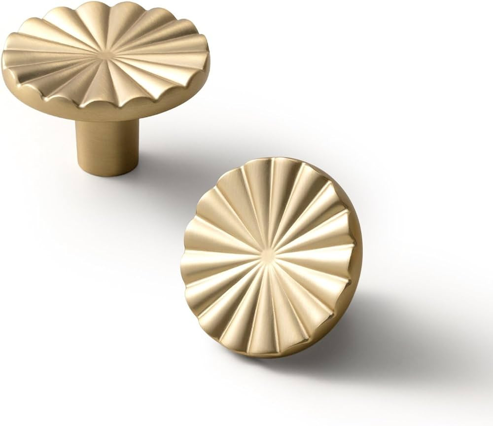 Goo-Ki 1.5''(38mm) Dia Champagne Bronze Cabinet Knob,Big Zinc Alloy Drawer Knobs with Round Flowe... | Amazon (US)