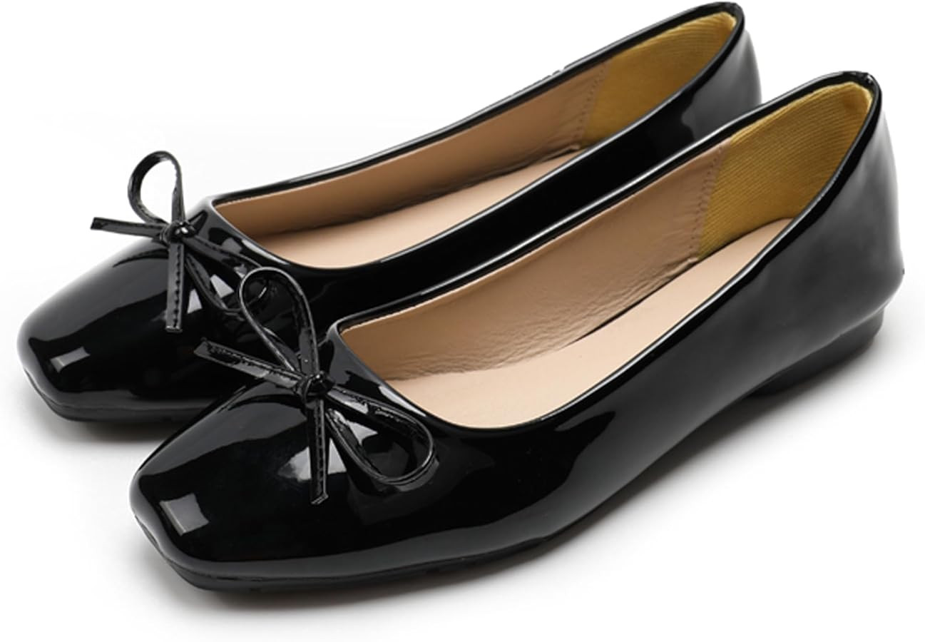 Dear Time Women's Casual Foldable Ballet Flats Square Toe Ballerina Flats Shoes Comfortable | Amazon (US)