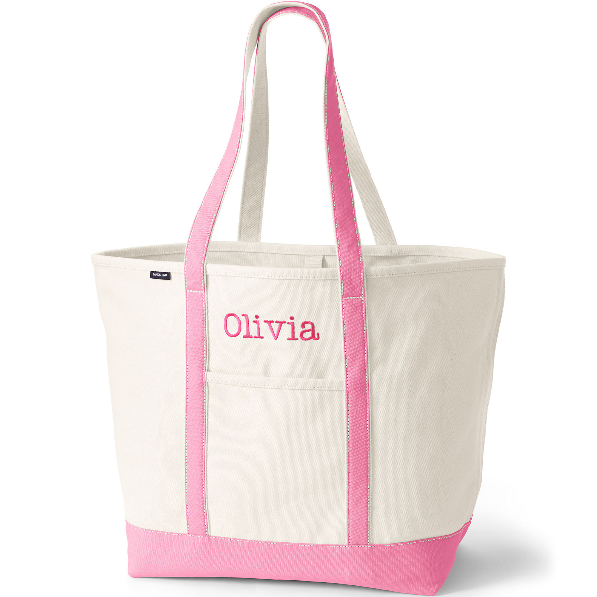 Extra Large Natural 5 Pocket Open Top Long Handle Canvas Tote Bag | Lands' End (US)