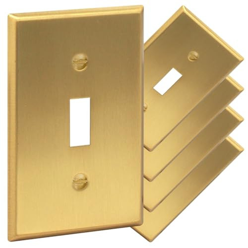 Rio Salto BRASS Metal Gold Toggle Light Switch Covers Wall Plate Single Toggle Switch Wallplate Decorative Gold 1 Gang Wall Switch Plate Covers Genuine Brushed Brass (5 Pack) | Amazon (US)