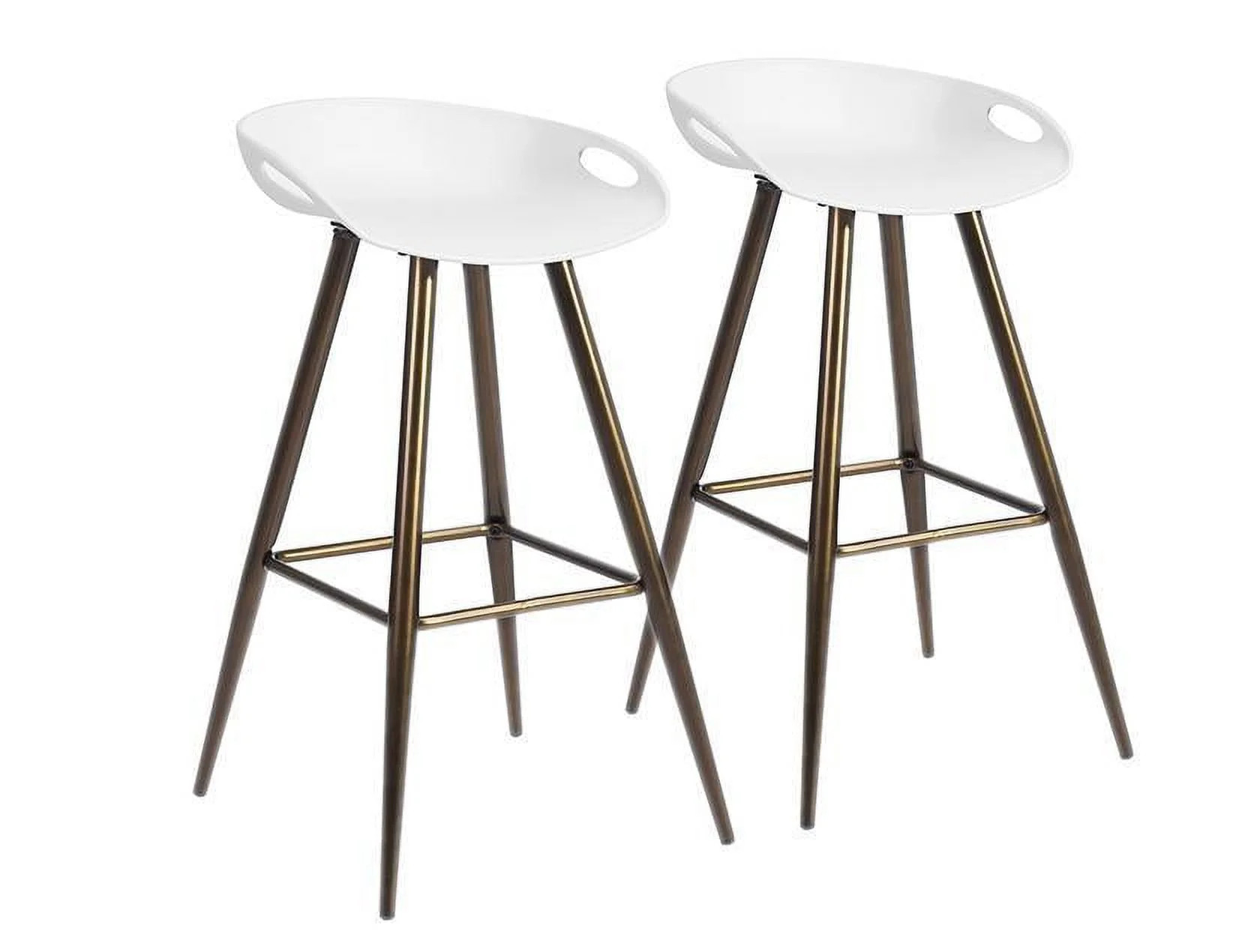 Homy Casa Set of 2 Barstools White Seat Gold Legs with Footrest, 32.3" H Counter Height Bar Chair... | Walmart (US)