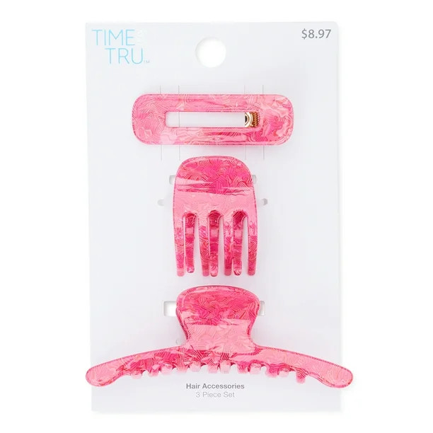 Time and Tru Women's Hair Claw Clips, 3-Pack | Walmart (US)