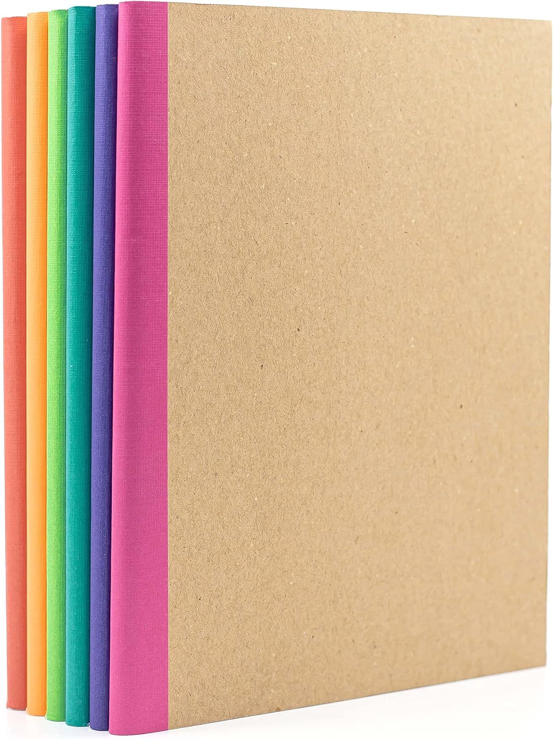 PAPERAGE 6-Pack Composition Notebook Journals, Kraft Cover with Rainbow Spines, 120 Pages,Lined P... | Amazon (US)