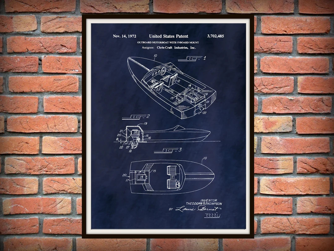 1972 Chris Craft Patent Print - Chris Craft Wooden Boat Blueprint - Chris Craft Boat Drawing - Na... | Etsy (US)