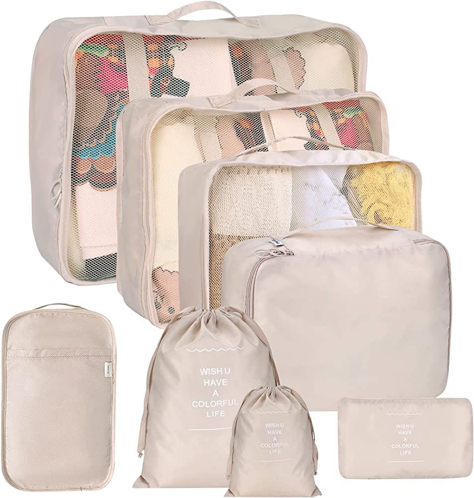 8 Set Packing Cubes for Suitcases, kingdalux Travel Luggage Packing Organizers with Laundry Bag, ... | Amazon (US)