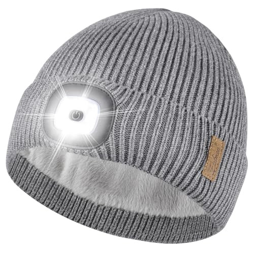 Etsfmoa Unisex Hat with Light,Fleece Lined Beanie Warm Knit Hat,Gifts for Men Women,Rechargeable ... | Amazon (US)