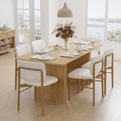 Dovelina 67" Dining Table Mid-Century Modern Kitchen Table Dining Room Table for 6 People - Natural Wood | Target