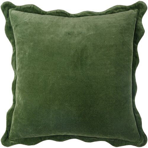 Elfie Scallop Trim Velvet Pillow | One Kings Lane