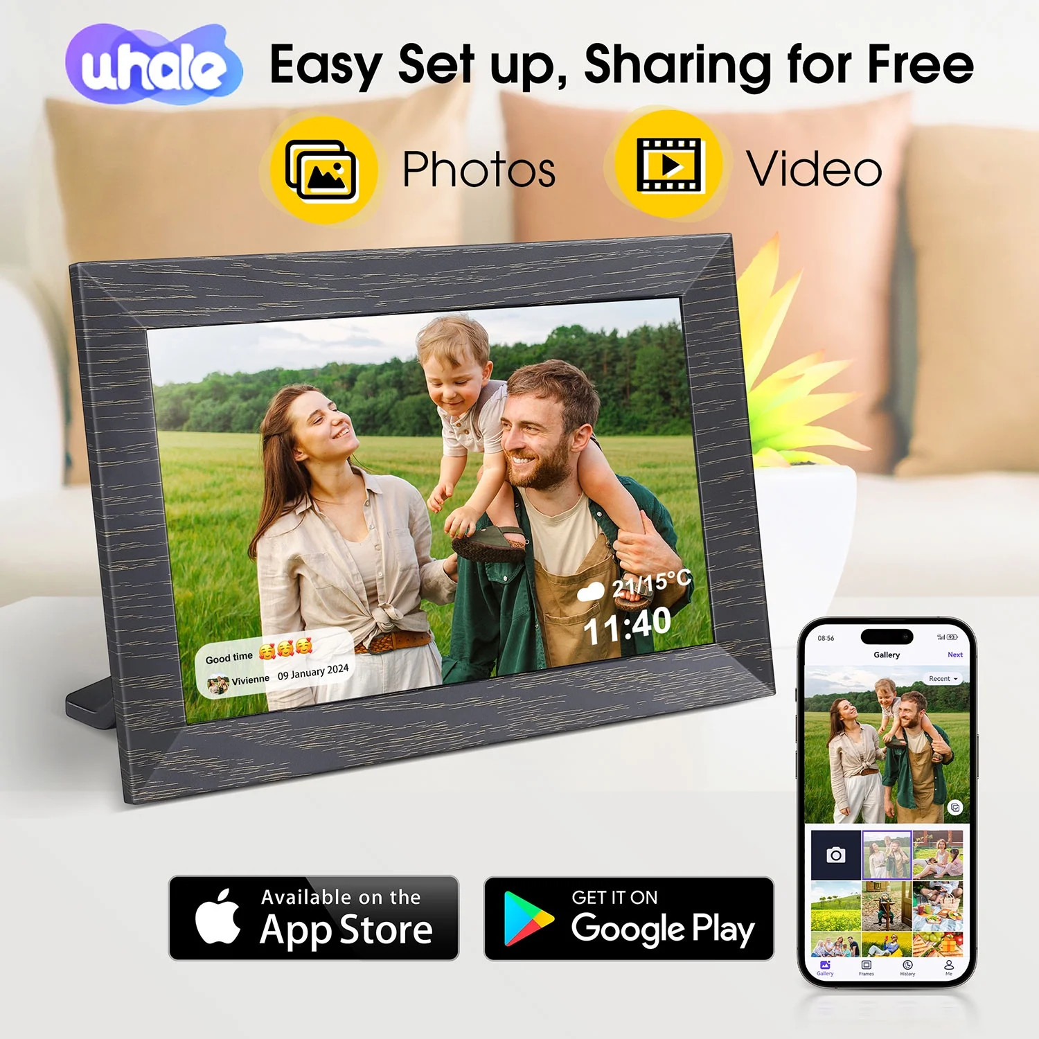 10.1 inch Wifi Digital Picture Frame, 32GB Smart Digital Photo Frame with Wifi Share Photo Video ... | Walmart (US)