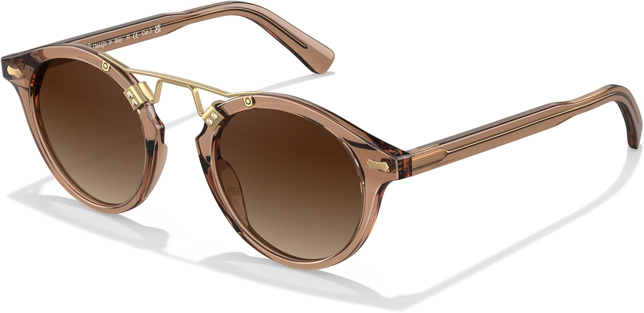 CARFIA Small Retro Double Bridge Women's Sunglasses Polarized Acetate Round | Amazon (US)