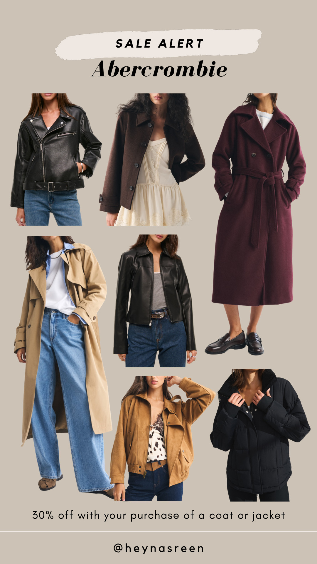 Get 30% off at Abercrombie when you purchase a coat or jacket! This is the perfect time to get your winter wardrobe ready with cozy layers and chic outerwear staples. I own the black biker jacket and love it!! 

 

#LTKSeasonal #LTKSaleAlert #LTKStyleTip