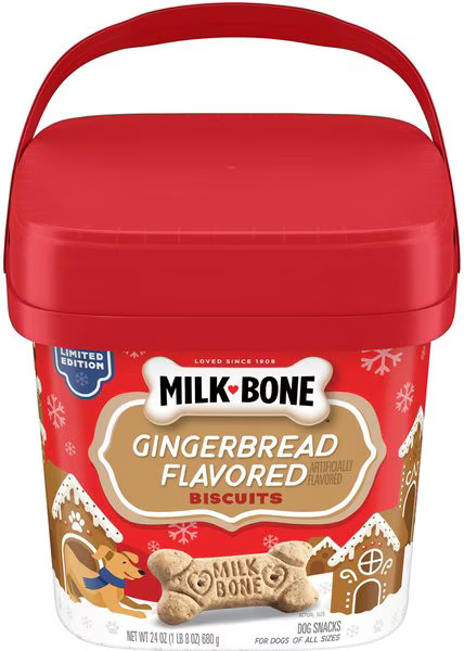 Milk-Bone Gingerbread Flavored Dog Biscuits, 24-oz pail | Chewy.com