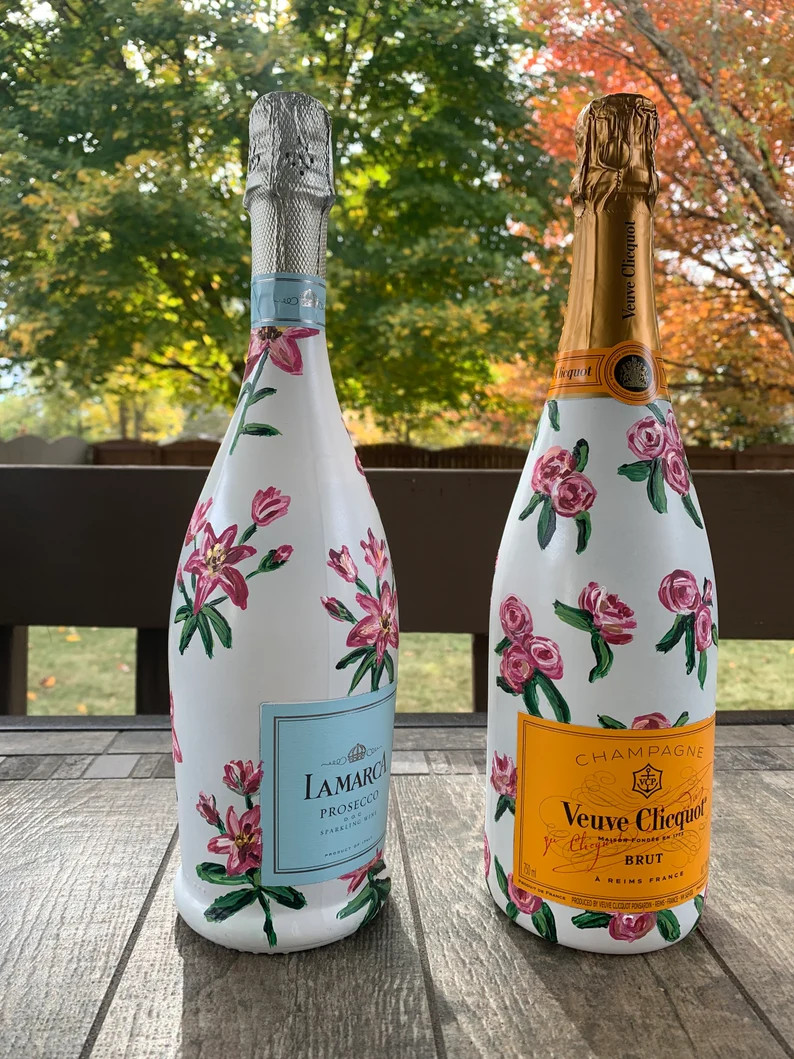 Hand Painted Personalized Champagne Bottle | Etsy (US)