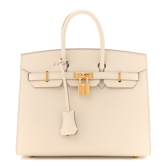 Epsom Birkin Sellier 25 Craie | FASHIONPHILE (US)