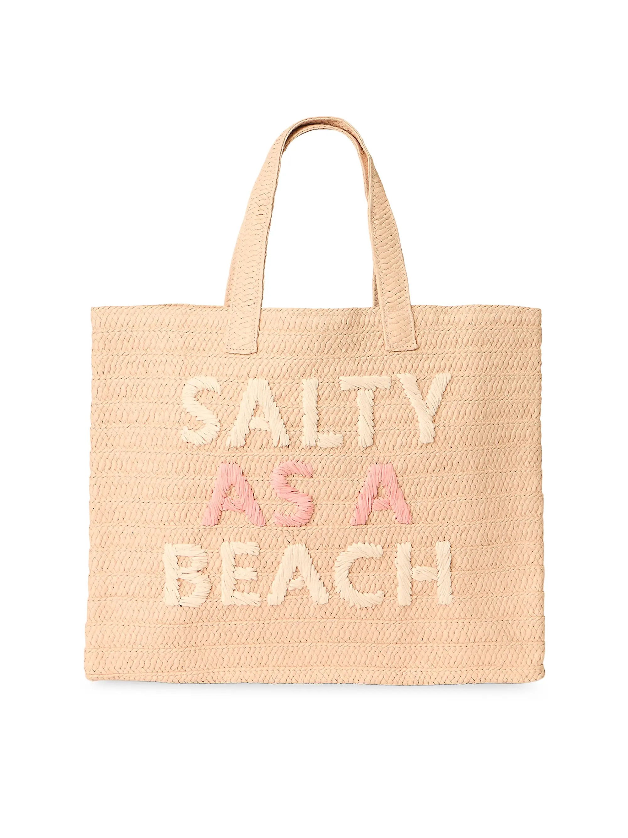 BTB Los Angeles Embroidered Straw Tote Bag | Saks Fifth Avenue | Saks Fifth Avenue