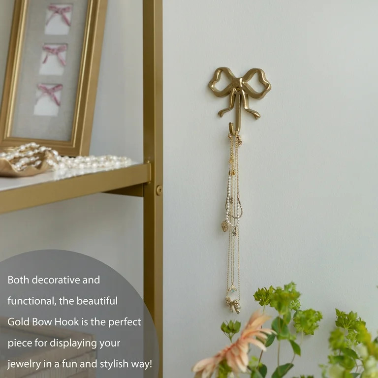 Home Decor Collection Gold Decorative Cast Iron Bow Shaped Indoor Wall Hook,  Size 3.74" x 3.54" ... | Walmart (US)